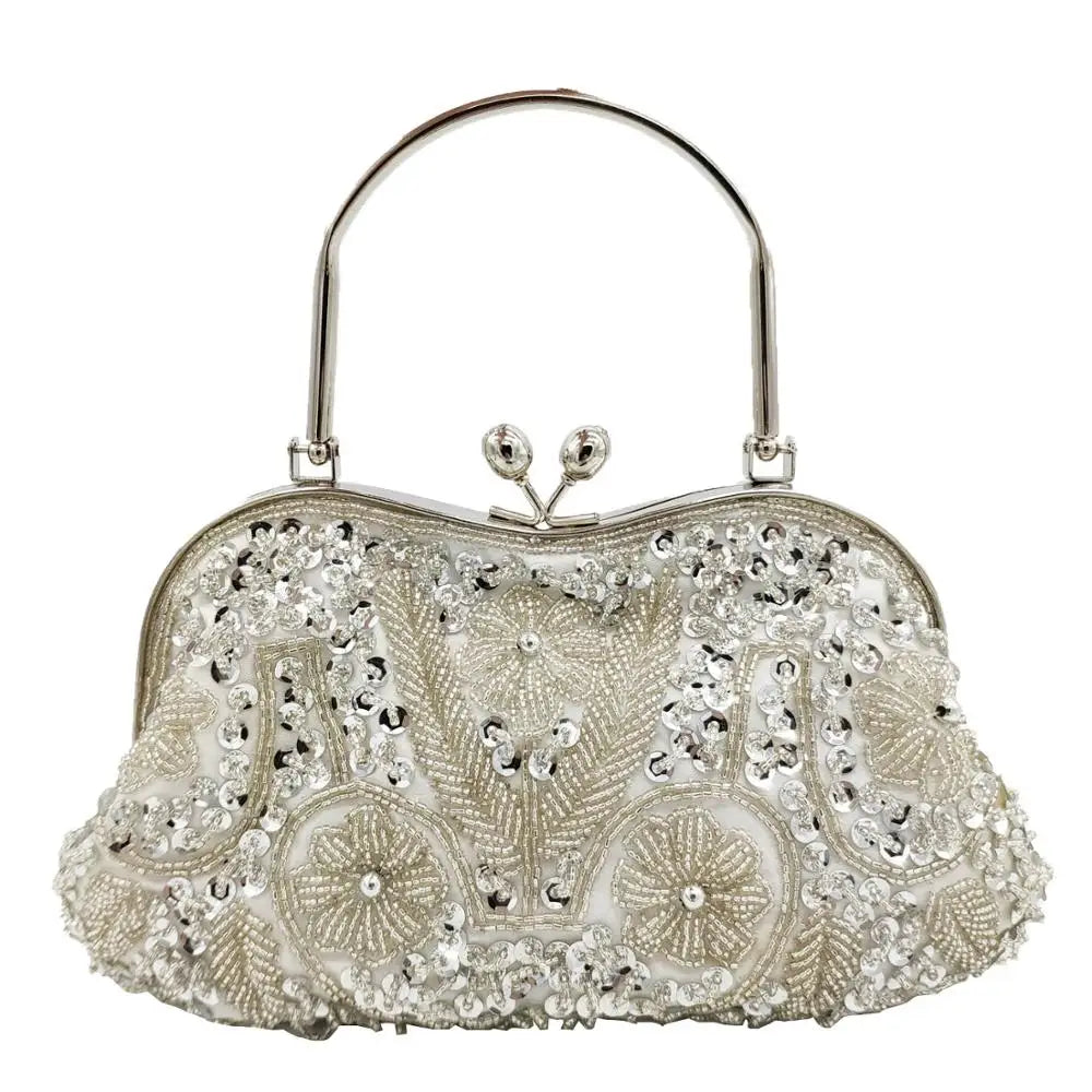 Elegant Frame Women Formal Beaded Evening Purses and Handbags Bridal Sequins Clutch Bag Cocktail Party Bag