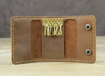 Handmade Vintage Genuine Leather Key Holder Men keyChain Cover Leather Key Wallet Men key case bag Women Key Organizer