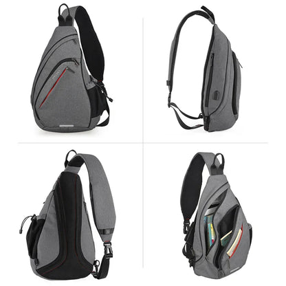 Men One Shoulder Backpack Women Sling Bag Crossbody USB Boys Cycling Sports Travel Versatile Fashion Bag Student School