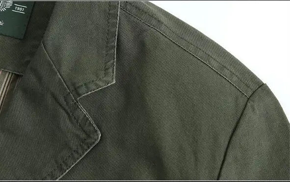 Men's Washable Fabric Single Breasted Button Blazers Business Suit Loose Military Jackets Outwear