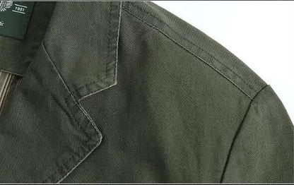 Men's Washable Fabric Single Breasted Button Blazers Business Suit Loose Military Jackets Outwear