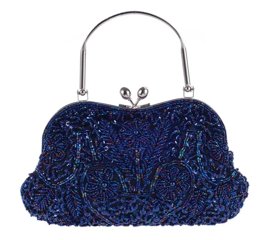 Elegant Frame Women Formal Beaded Evening Purses and Handbags Bridal Sequins Clutch Bag Cocktail Party Bag