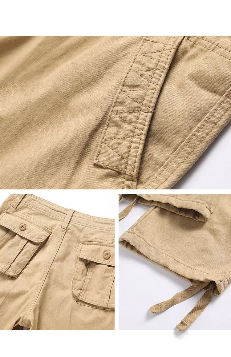 Men's Spring Baggy Cargo Pants Work Overalls Tactical Multi-Pocket Casual Cotton Pants Male Army Straight Slacks Long Trousers