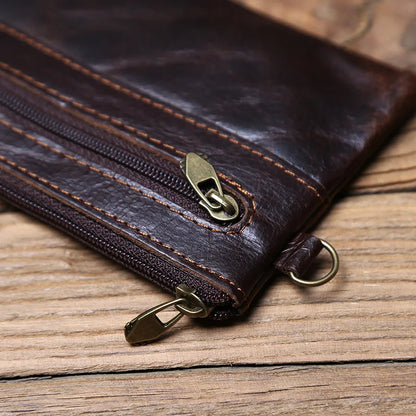 Leather Coins, Suitable For Men, Women, Mini Zipper Wallets, Small Purses, Female Purses, First Layer Cowhide Male Cardhold
