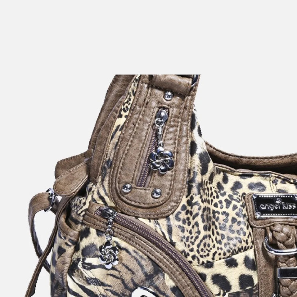 Vintage Women Handbags Fashion Leopard Shoulder Bag Top-handle Handbag Satchel Dumpling Shoulder Bag Tote Hobos Large Purse