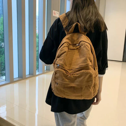 Girl Fabric School Bag New Fashion College Student Vintage Women Backpack Canvas Female Laptop Bag Travel Kawaii Ladies Backpack