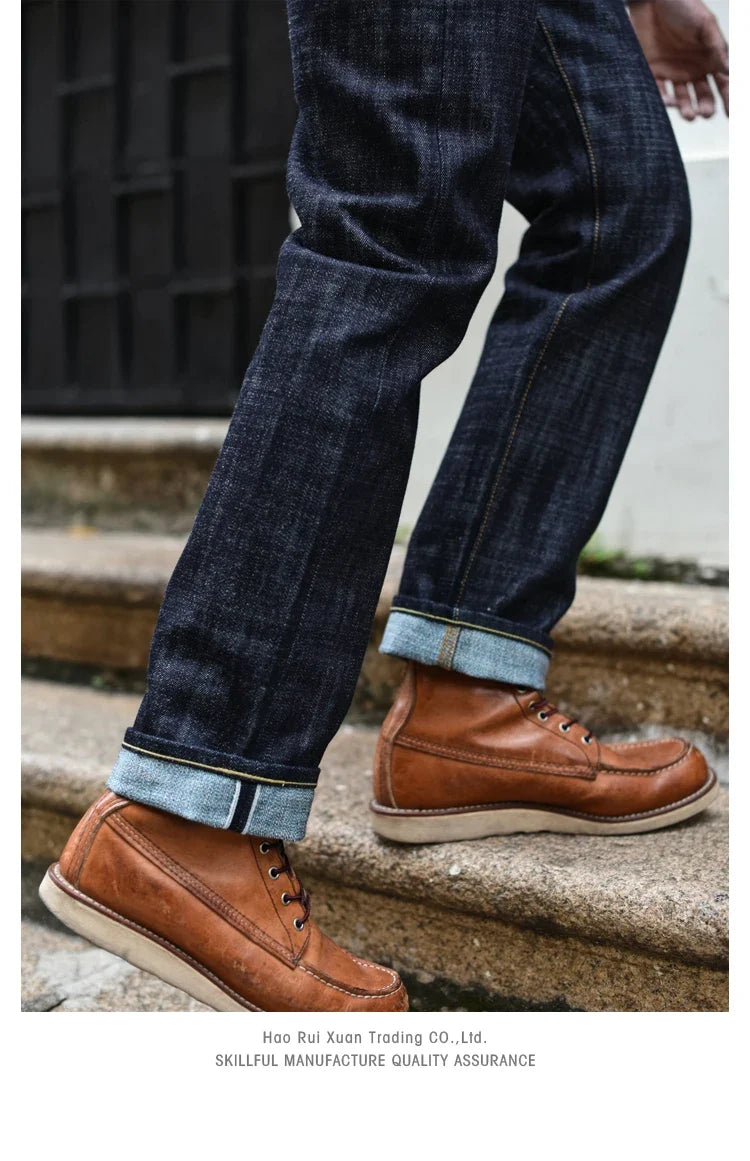 308XX-BO-Wind Jeans for Men Furinkazan Selvedge raw denim Jeans Mens Jeans 66 MODE Fit 16.8 OZ Silver-plated Buttons