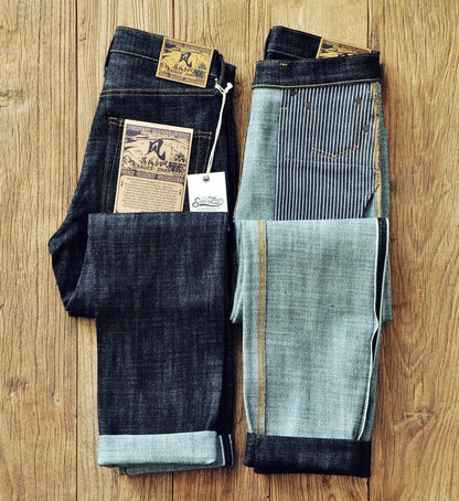 308XX-BO-Wind Jeans for Men Furinkazan Selvedge raw denim Jeans Mens Jeans 66 MODE Fit 16.8 OZ Silver-plated Buttons