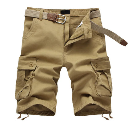 2025 Summer Men's Baggy Multi Pocket Military Cargo Shorts Male Cotton Khaki Mens Tactical Shorts Short Pants 29-44 No Belt