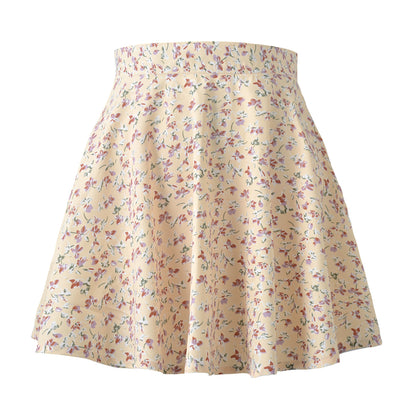 Summer new women' floral print skirt high waist umbrella mini skirt Female invisible zipper chiffon print short skirt women 2022