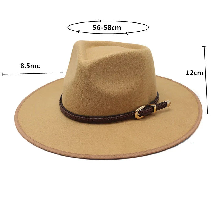 2024 Fashion Women Winter Wool Fedora Hat Men Simple Wide Brim Vintage Felt Jazz Hats New Top Trilby Cap