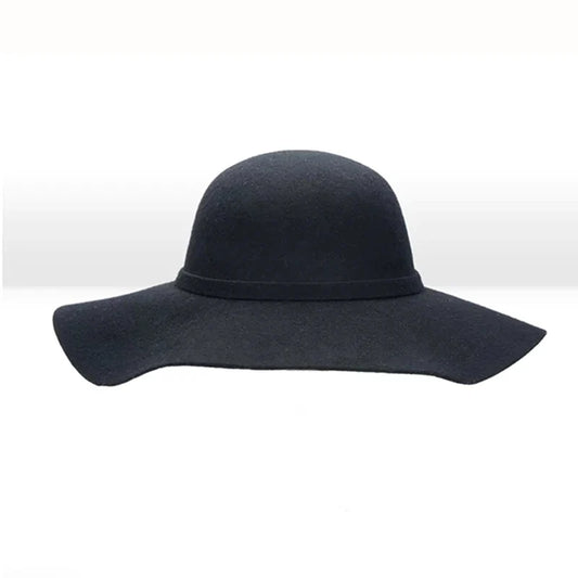 Women's Wide Brim Felt Bowler Faux Wool Fedora Hat Floppy Sun Bowknot Cloche Cap Bowlers Hat for Ladies gorros mujer invierno