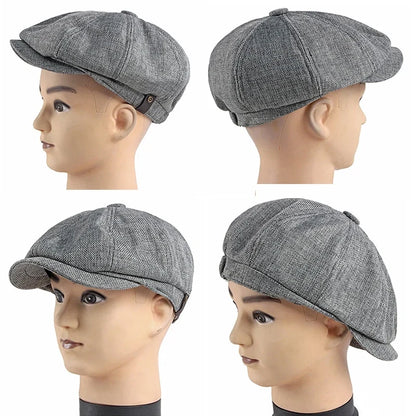 NEW Newsboy Cap Men Spring Summer Octagonal Hat For Male British Herringbone Flat Caps Retro Eight Blade Hats Breathable