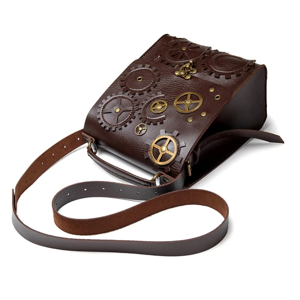 Norbinus Steampunk Single Shoulder Bags Vintage Women Handbags Gothic Messenger Crossbody Bag Ladies Rivet Top-Handle Bags Pack