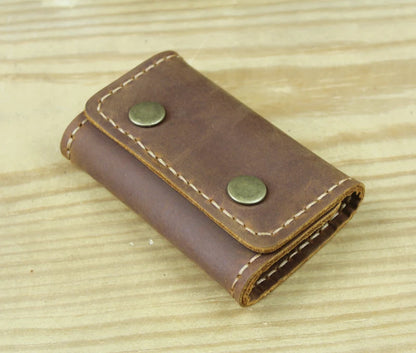 Handmade Vintage Genuine Leather Key Holder Men keyChain Cover Leather Key Wallet Men key case bag Women Key Organizer
