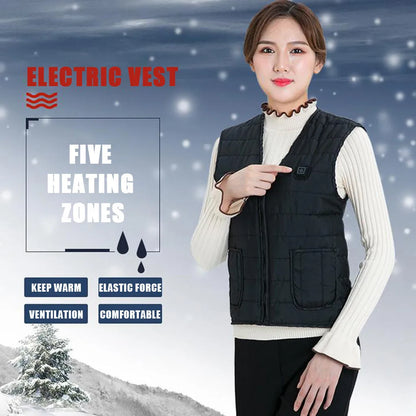 11 Area Heating Vest Men/Women Casual V-neck USB Heated Vest Smart Control Temperature Heating Jacket Cotton Coat Winter Hunting