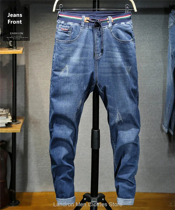 Distressed Extra Large Jeans For Men Stretch Denim Trousers 6XL 7XL 8XL Big Plus Size Mens Ripped Pants 160KG Male Elastic Jean