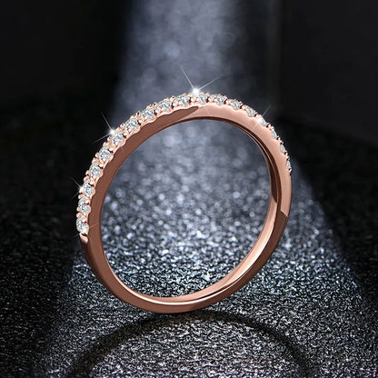 Bague Moissanite en Or Rose 18 carats plaqué, test de diamant réussi, taille ronde excellente, total 0,27 carat, par ATTAGEMS, pour filles, bijoux de cocktail