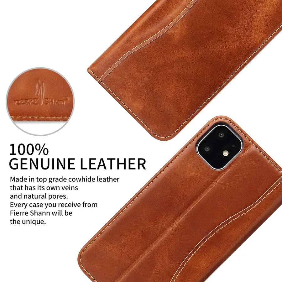 100% Genuine Leather Flip Cover Case for iPhone 17 14 15 Plus 11 12 13 16 Pro MaxTop Quality Fashion Brand With Card Slot