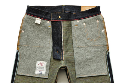Mens Jeans cotton linen Selvedge Sanforized Raw Denim Jeans for Men Straight Fit Silver Button 19 oz
