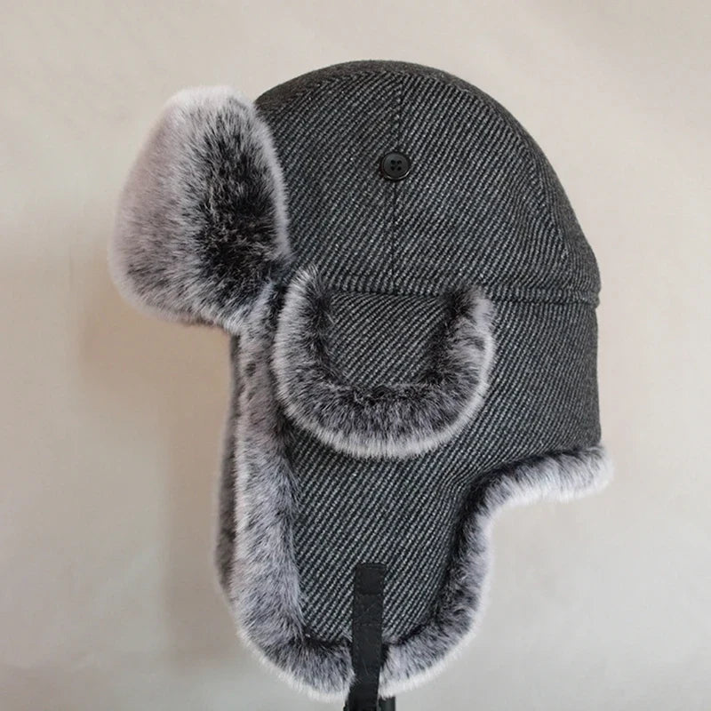 Men Women Russian Winter Bomber Hat Ushanka with Ear Flaps Faux Fur Trapper Hat Earflaps Warm Cap for Snow