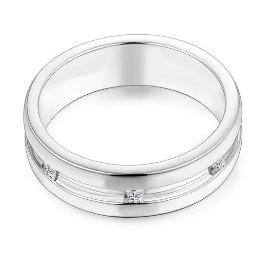 Bague de fiançailles et de mariage en moissanite taille princesse, couleur D, plaqué or blanc 18 carats, en diamant de synthèse, pour femme