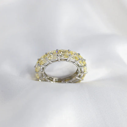 100% 925 Sterling Silver Sparkling 1 Row Full 5*5mm High Carbon Diamond Finger Rings For Women Wedding Party Fine Jewelry
