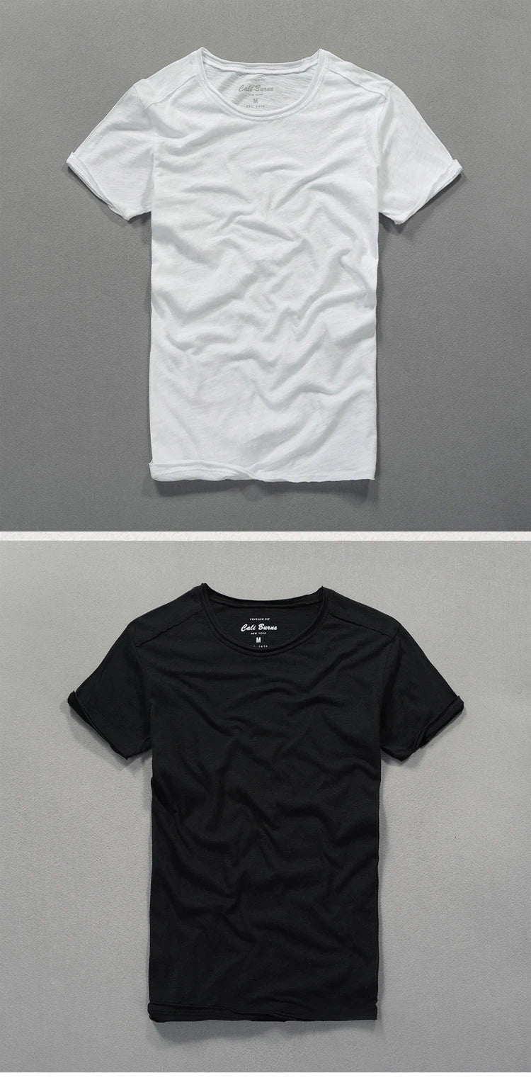 3007 Cotton T-shirt Men Excellent Quality Slub Cotton Solid Color Summer Japan Style Harajuku Male Comfortable Soft Pullover Tee