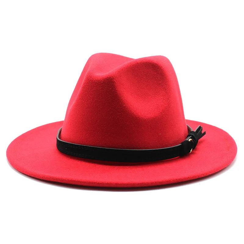 Gangster Trilby Felt Fedora Hat European American Wide Brim Top Jazz Caps Women Men Wool White Wedding Hat 56-58-61CM