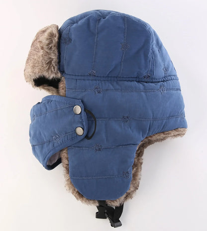 Men's Warm Chunky Trapper Hat Removable Windproof Winter Russian Hats with Mask Ushanka Hat