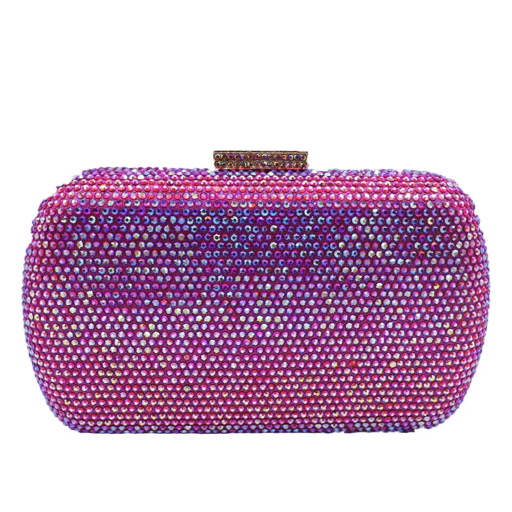 Burgundy Crystal Evening Bags and Clutches for Women Formal Party Rhinestone Handbags Wedding Clutch Purse