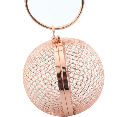 girl Hollow Out Women Round Metal Clutches bags Hard Case Evening Bags Handbags and Purses Chain Shoulder Bag clutch purse gift
