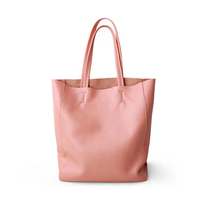 Genuine Leather Bag Women Casual Tote Female Luxury Simple Fashion Handbag Lady Cowhide Leather Daily Use Shoulder Shopping Bag