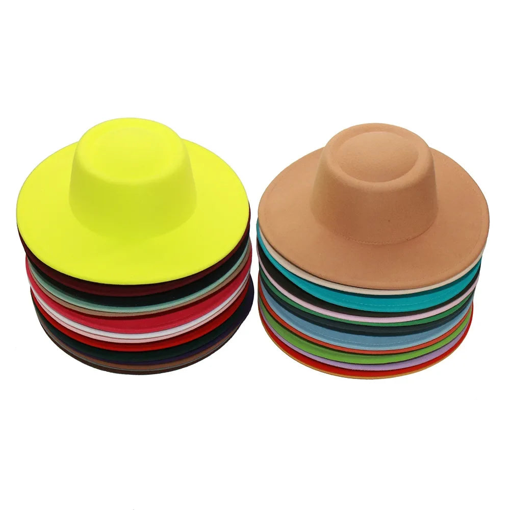 Fedora Hats Men Women 8.5CM Wide Brim Wool Felt Jazz Hats 2023 British style Dress Formal Panama Cap
