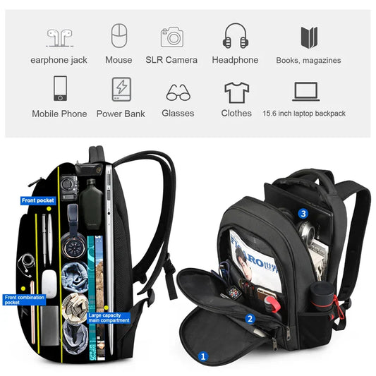 Large Capacity Backpack 15.6inch Laptop Backpack Anti Theft Men Backpack College Schoolbag Travel Backpack Bag For Men