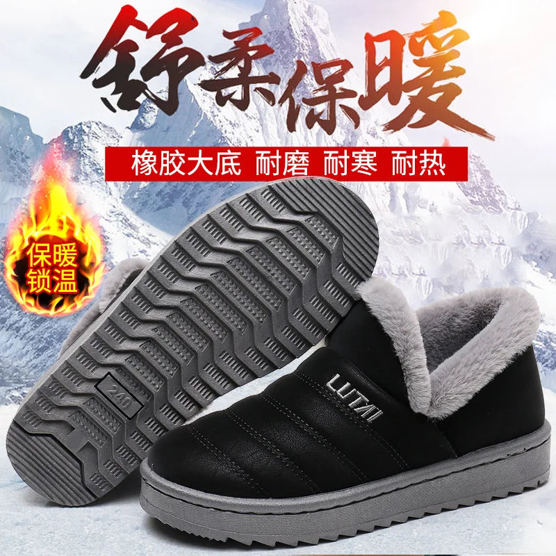 Men Boots Winter Waterproof Snow Shoes with Fur Plush Warm Men Snow Boots Spring Footwear Comfortable Adult Casual Shoes