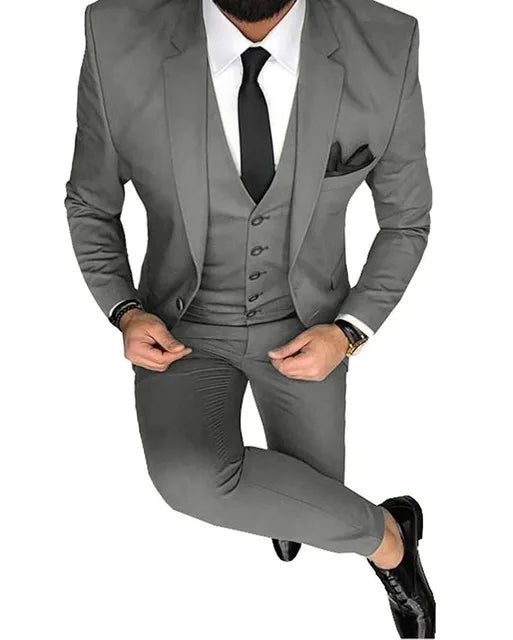 Men's Suits Prom Tuxedo Slim Fit 3 Piece Groom Wedding Suit For Men Custom Blazer Terno Masuclino 3 Pieces (jacket+vest+pant)