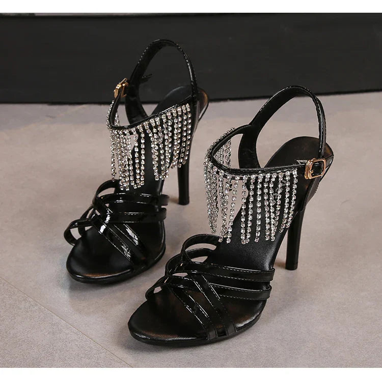 Model Catwalk High Heels Stiletto Sexy Platform 11cm Sandals Female Summer Red party Shoes Woman Sandals Cross Straps Size 43