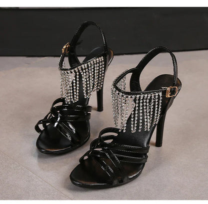 Model Catwalk High Heels Stiletto Sexy Platform 11cm Sandals Female Summer Red party Shoes Woman Sandals Cross Straps Size 43