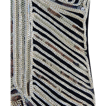 1920s Women's Sequin Triangle Hem Dress Sleeveless Gold Thread Embroidery Tassel Gatsby Party Dress