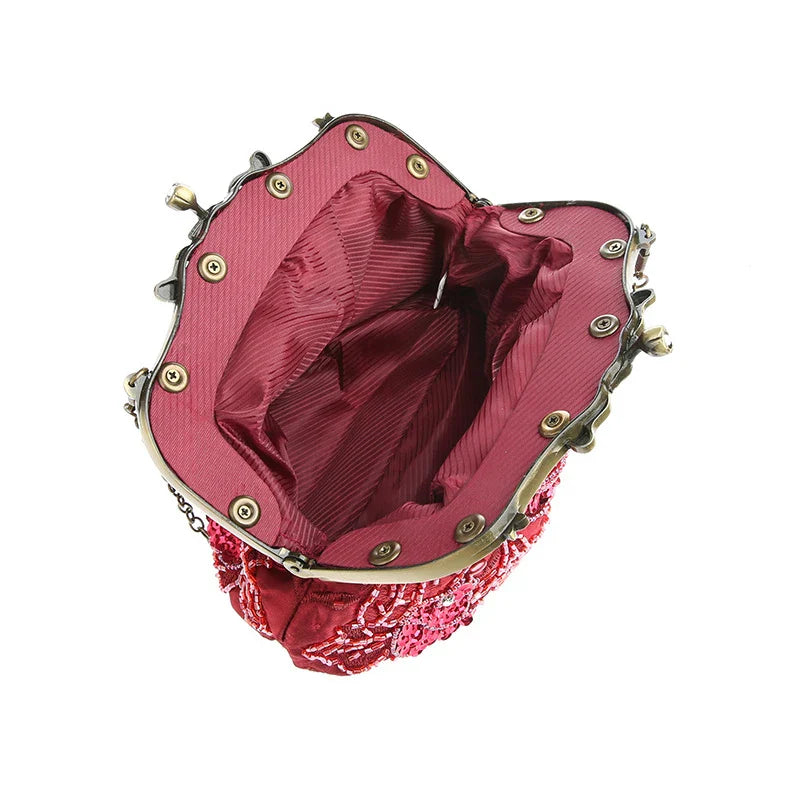 Retro Embroidery Designer Bags Luxury Purses and Handbags Bead bag Sequins Clutch Purse Chains Shoulder Evening Bag Z348