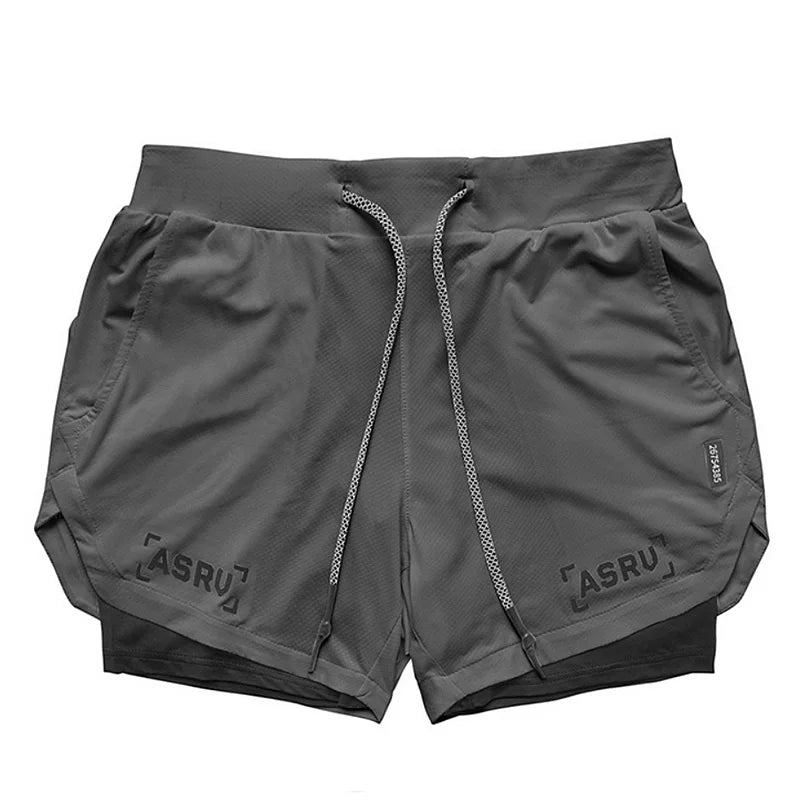 Men's Summer Quick Dry Running 2 in 1 Shorts Sports Jogger Short Pants Male Gym Fitness Training Sweatpants Plus Size M-5XL