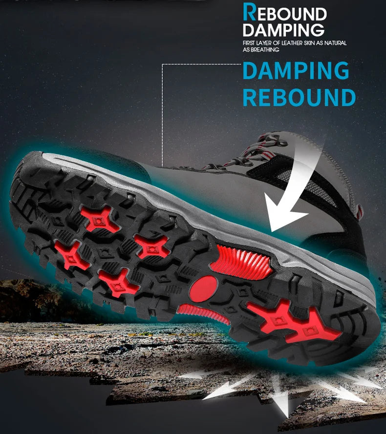 Brand Men's Ankle Boots Waterproof Leather Sneakers Breathable Outdoor Men Hiking Boots No-slip Men's Work Shoes Size 39-47