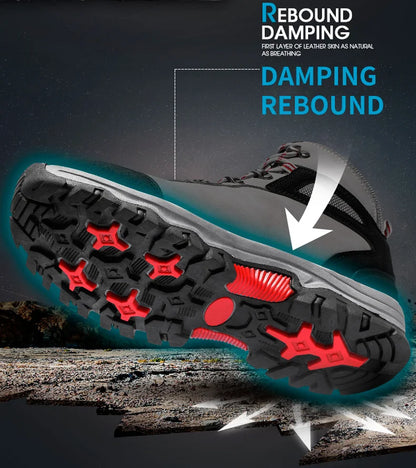 Brand Men's Ankle Boots Waterproof Leather Sneakers Breathable Outdoor Men Hiking Boots No-slip Men's Work Shoes Size 39-47