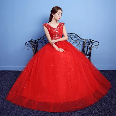 Wedding Dress Sexy V-neck Lace Embroidery Court Train Ball Gown Princess Wedding Dresses Vestido De Noiva Plus Size