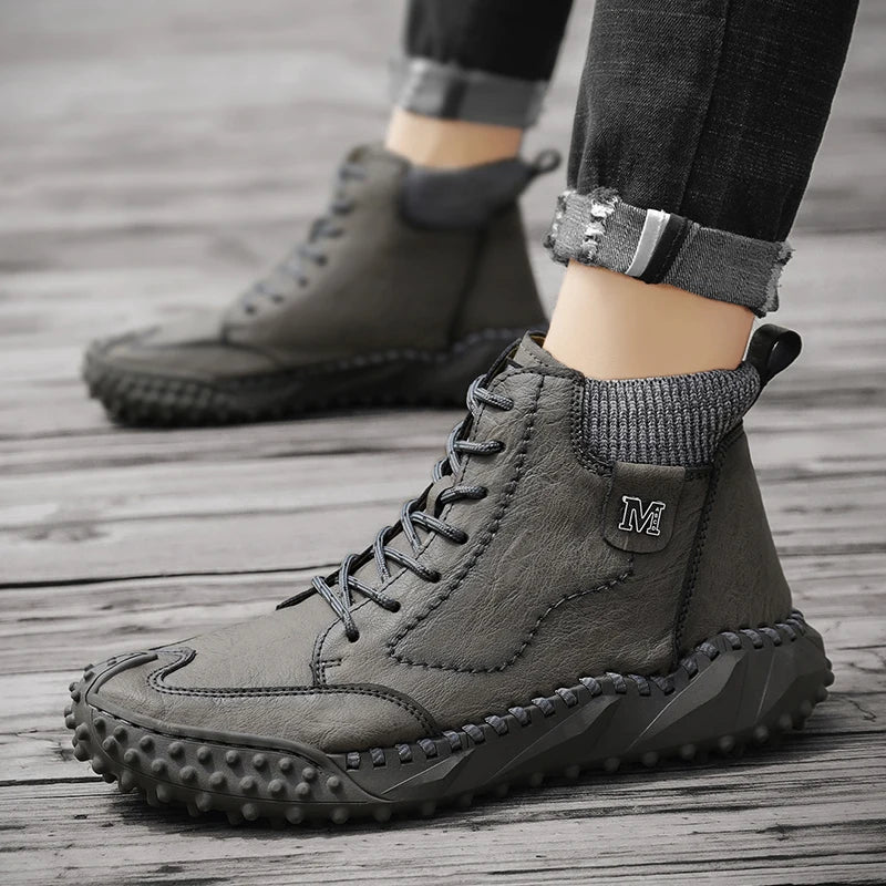 Winter Warm Men's Casual Shoes Fashion Men's Leather Boots Comfortable Men's Ankle Boots Outdoor High Quality Hiking Boots Men