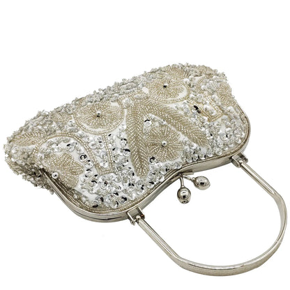 Elegant Frame Women Formal Beaded Evening Purses and Handbags Bridal Sequins Clutch Bag Cocktail Party Bag