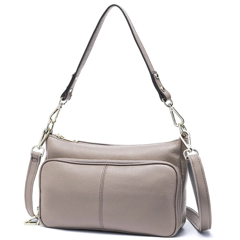 Women's Handbag 100% Genuine Leather Ladies Shoulder Crossbody Messenger Bag Fashion Hobos Black High Quality