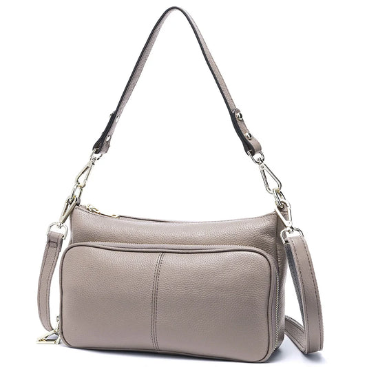 Women's Handbag 100% Genuine Leather Ladies Shoulder Crossbody Messenger Bag Fashion Hobos Black High Quality