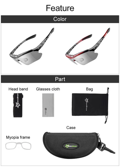 Cycling Glasses Photochromic Bicycle Sports Sunglasses Men Women UV400 MTB Road Bike Goggles Ultralight Outdoor Eyewear